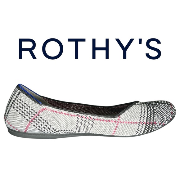 Rothy's Shoes - Rothy’s Women’s Retired The Flat Grey Glen Plaid Flats - Size‎ 8
